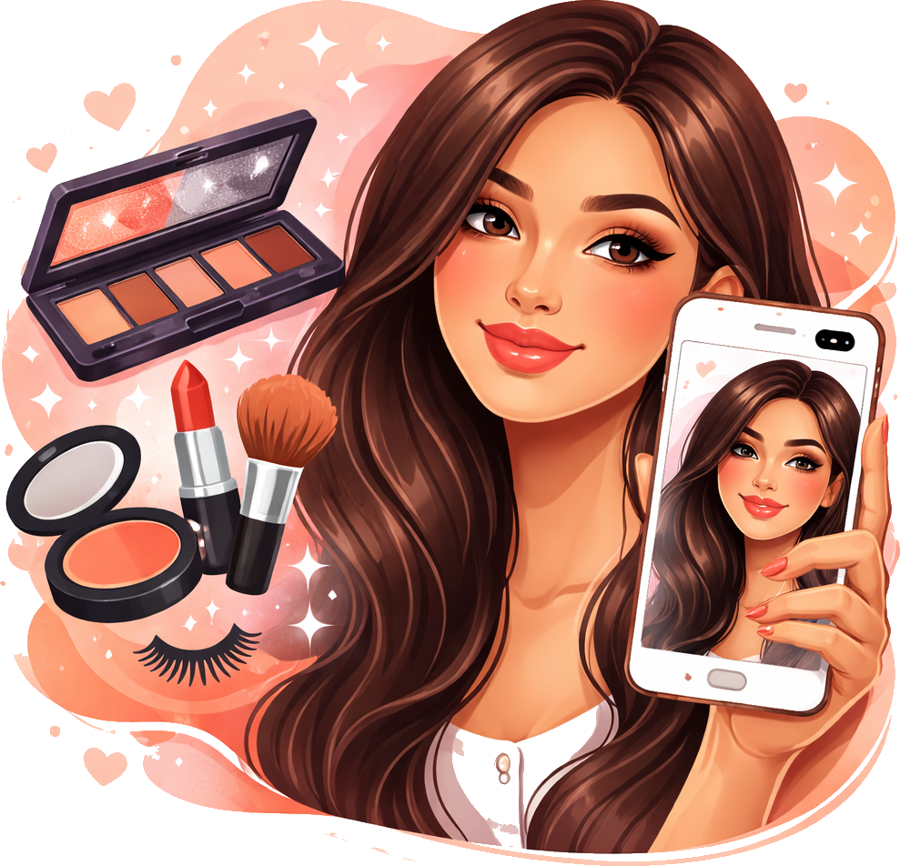 LBW AR Try-On beauty app illustration